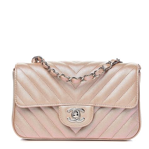 CHANEL Iridescent Caviar Chevron Quilted Mini 